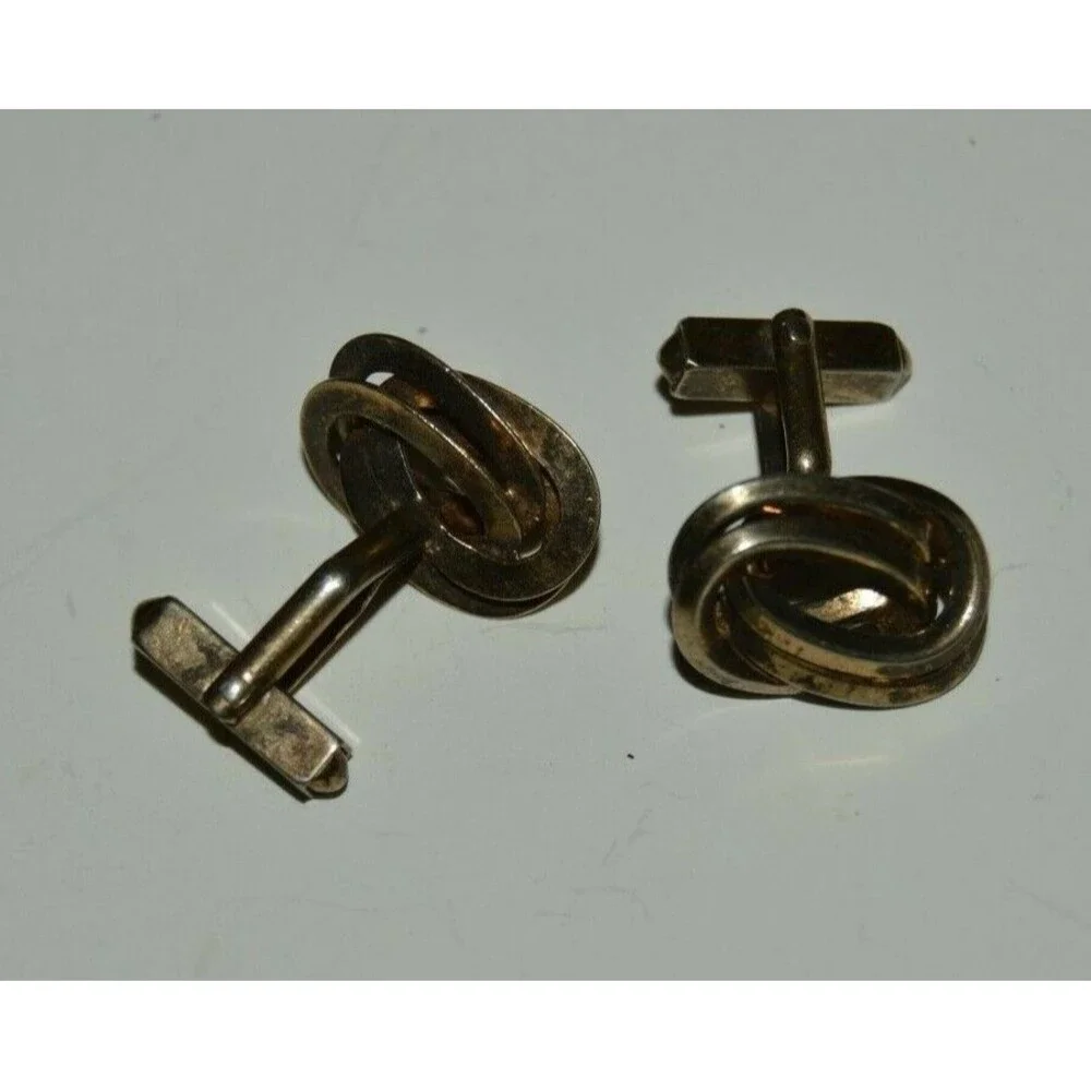 Vintage Swirls Ropes Loops Rings SWANK Mid Century Modern Cuff Links RARE